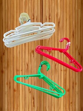 Set of Colorful Plastic Hangers - White, Red, Green (26) Baby & Children Size